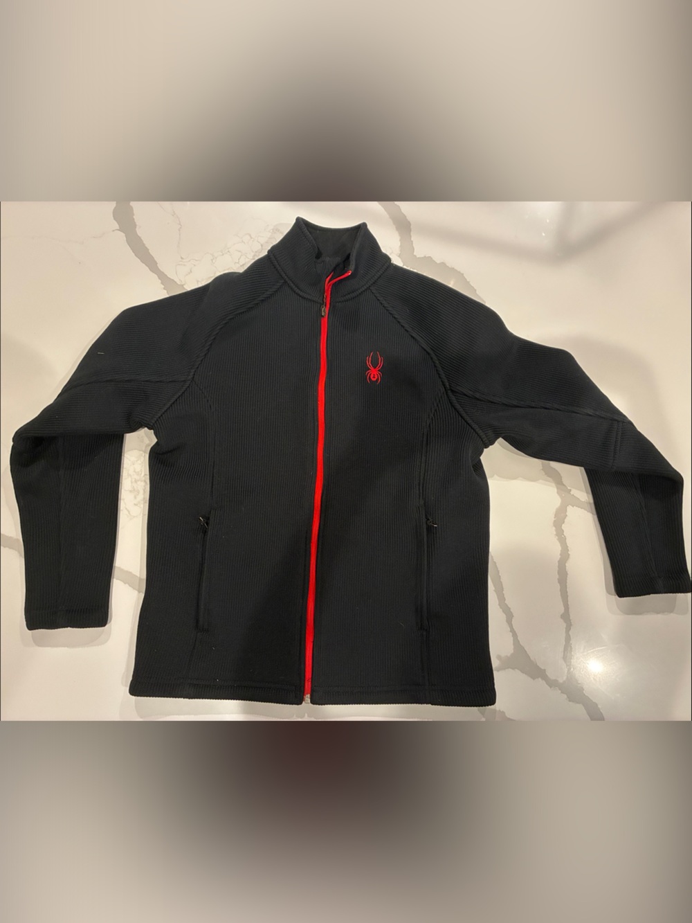 Spyder Men's Black Full-Zip Sweater with Red Accent